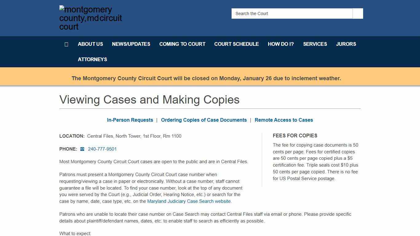 Viewing Cases and Making Copies - Montgomery County, MD Circuit Court