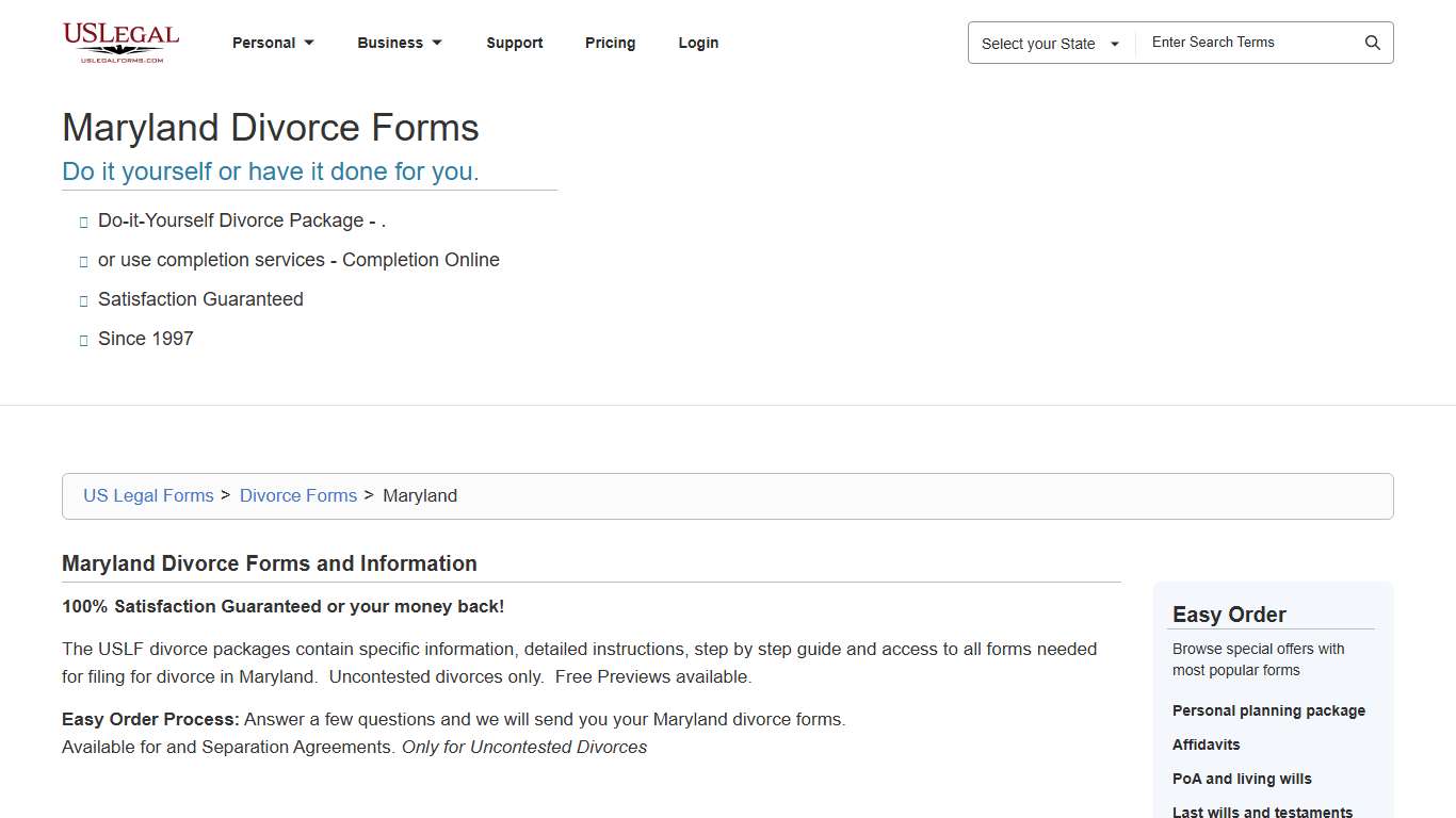 Maryland Divorce Forms 2026 US Legal Forms
