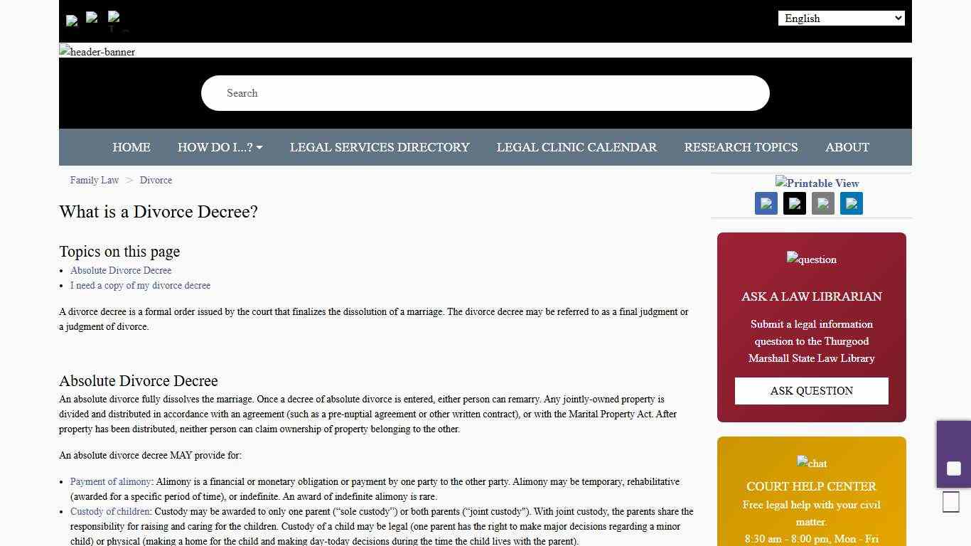 What is a Divorce Decree? The Maryland People's Law Library